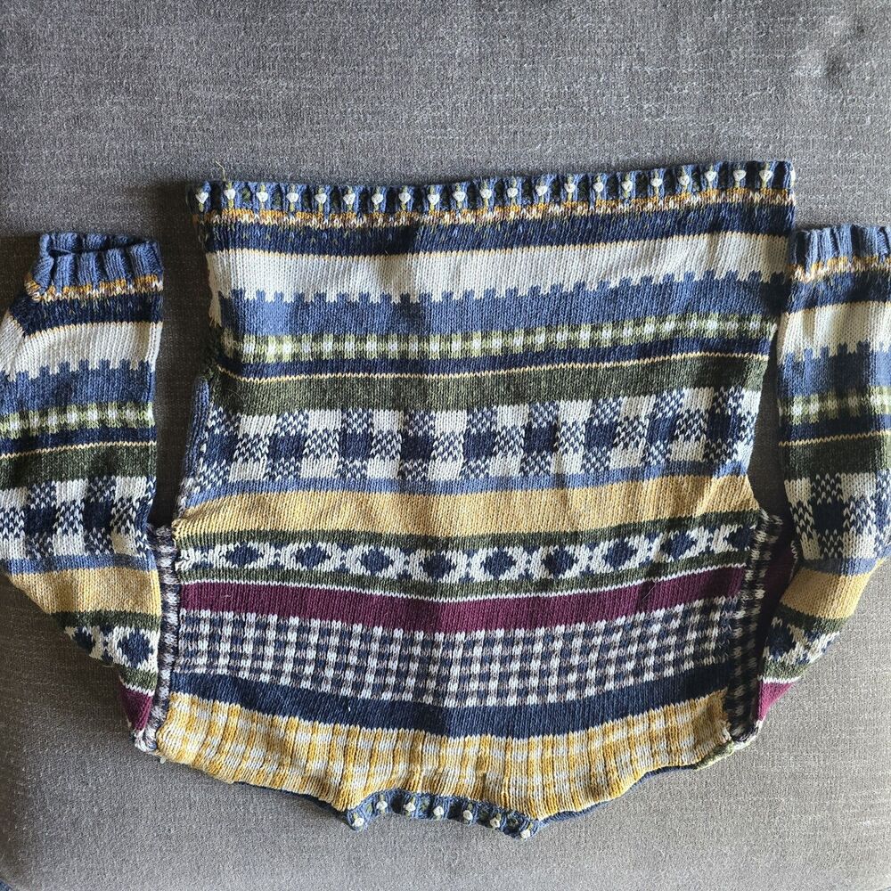 Vintage Tiara Harvest Sweater Patchwork XL Y2K Cottage Granny Core Chunky Knit - Picture 11 of 11